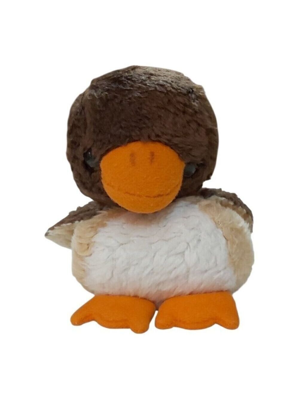Cute 4 Inch Brown & White Duck Bean Plush Doll Mini Stuffed Animal Beanie Toy